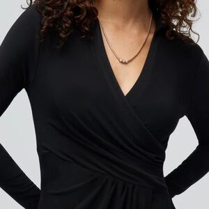 NWT Tahari Black Long Sleeve Wrap Midi Dress